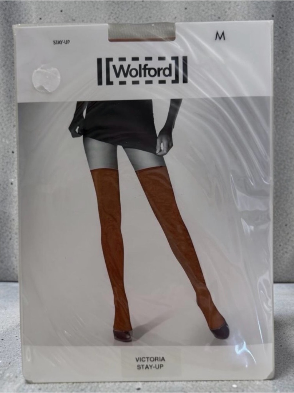 New! WOLFORD VICTORIA STAY UP HONEY HOSIERY Size MEDIUM